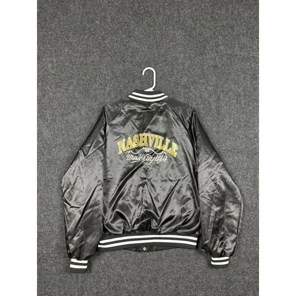 Vintage Taylor Jackets Nashville Music City USA Satin Bomber Jacket Mens L